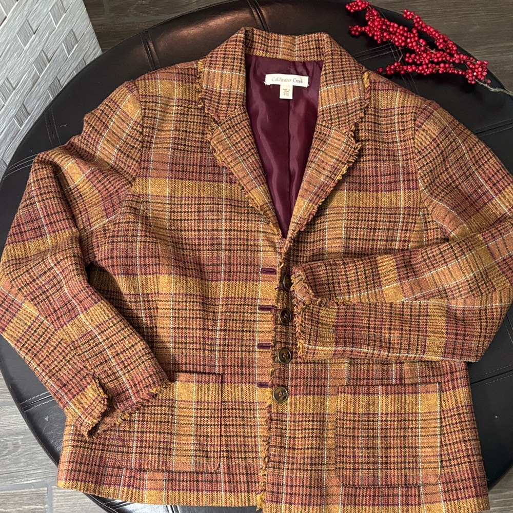 Coldwater Creek Multicolor Plaid Blazer